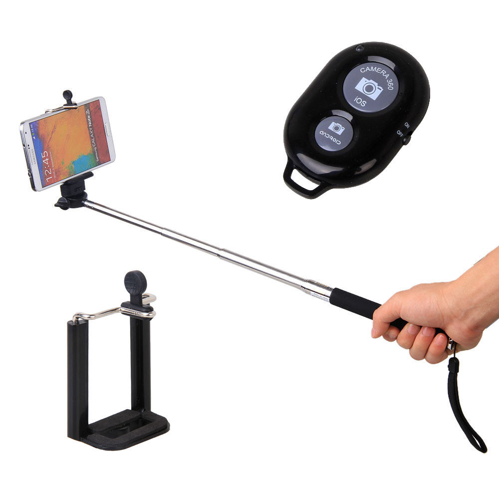 Universal Smartphone Selfie-stick inkl Remote Fernauslöser für Videos + Fotografie - Schwarz