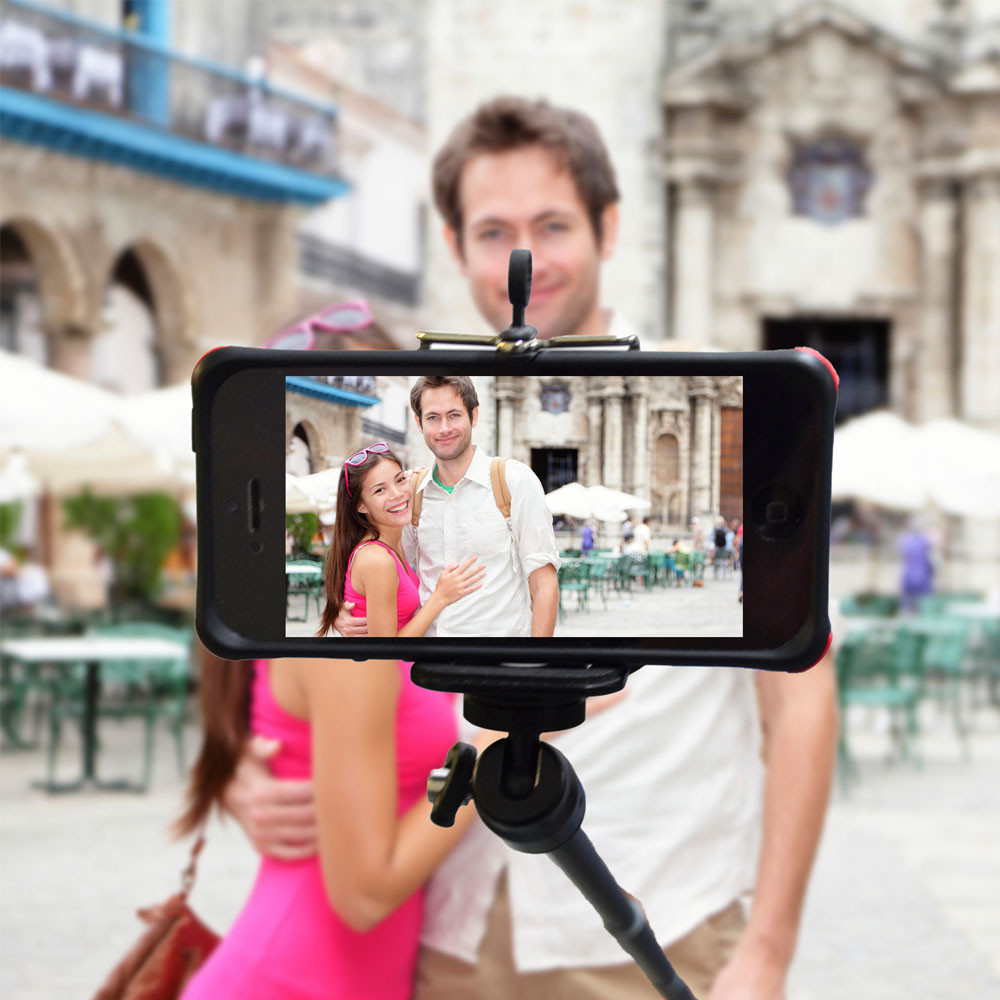 Universal Smartphone Selfie-stick inkl Remote Fernauslöser für Videos + Fotografie - Schwarz