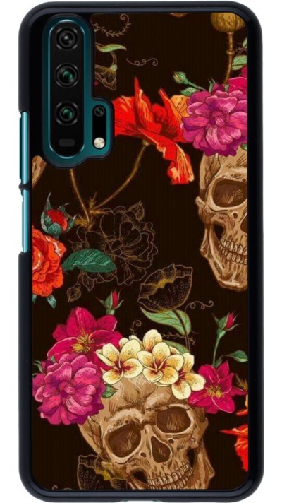 Coque Honor 20 Pro - Skulls and flowers