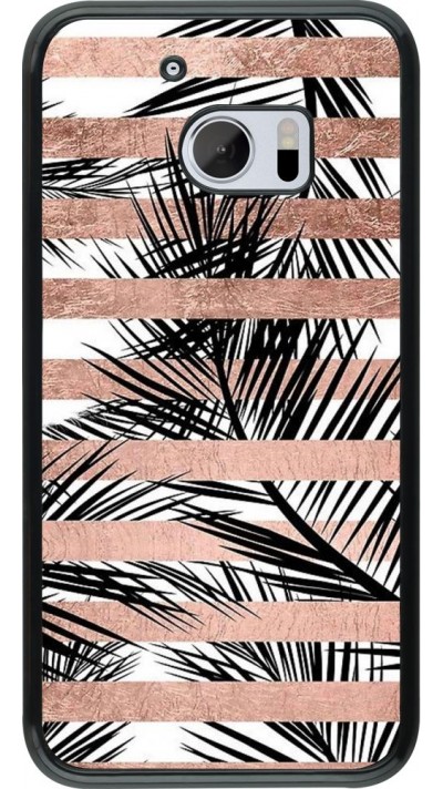 Coque HTC 10 - Palm trees gold stripes