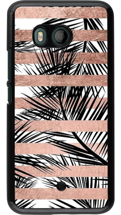 Coque HTC U11 - Palm trees gold stripes