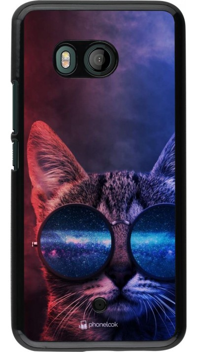 Coque HTC U11 - Red Blue Cat Glasses