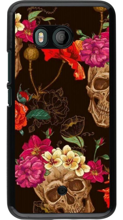 Coque HTC U11 - Skulls and flowers