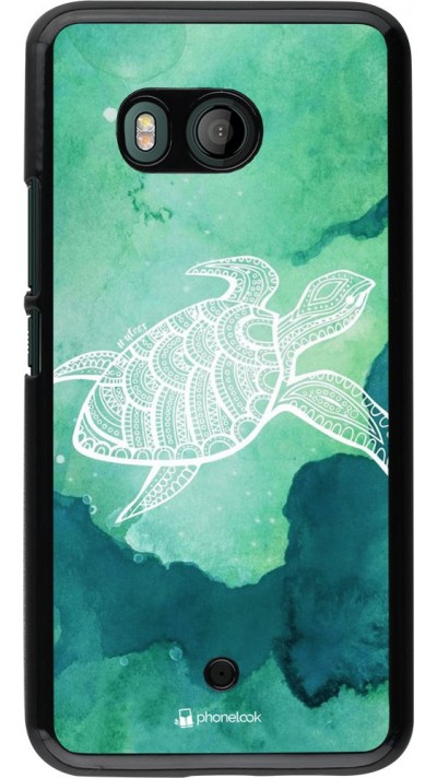 Coque HTC U11 - Turtle Aztec Watercolor