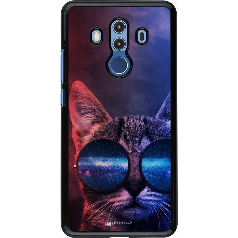 Coque Huawei Mate 10 Pro - Red Blue Cat Glasses