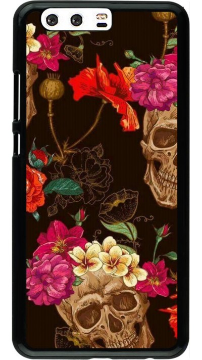 Coque Huawei P10 Plus - Skulls and flowers