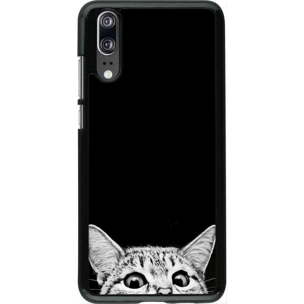 Coque Huawei P20 - Cat Looking Up Black