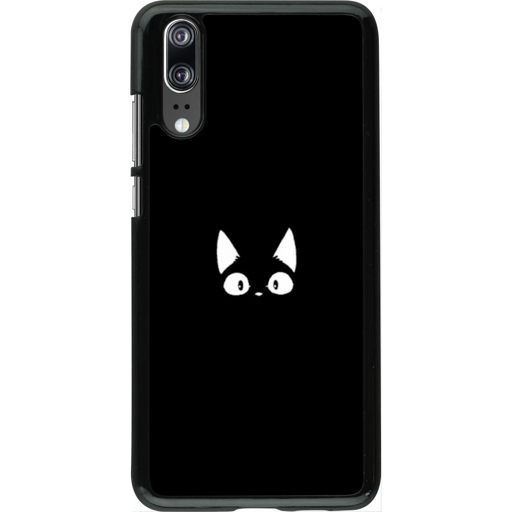 Coque Huawei P20 - Funny cat on black