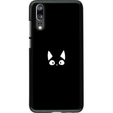 Coque Huawei P20 - Funny cat on black