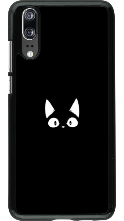 Coque Huawei P20 - Funny cat on black