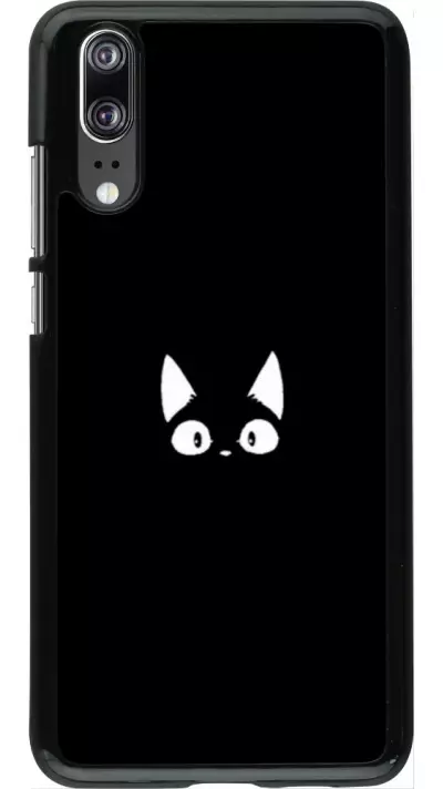 Coque Huawei P20 - Funny cat on black