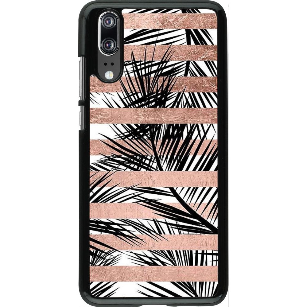 Coque Huawei P20 - Palm trees gold stripes