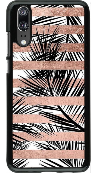 Coque Huawei P20 - Palm trees gold stripes