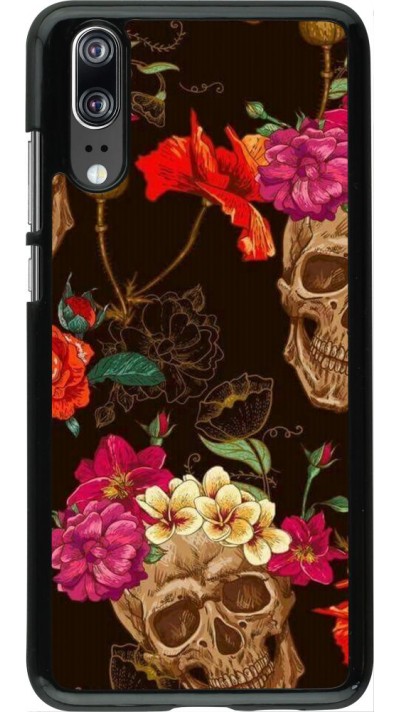 Coque Huawei P20 - Skulls and flowers