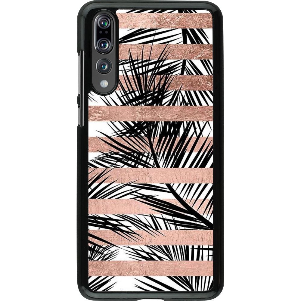 Coque Huawei P20 Pro - Palm trees gold stripes