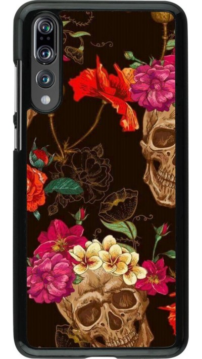 Coque Huawei P20 Pro - Skulls and flowers