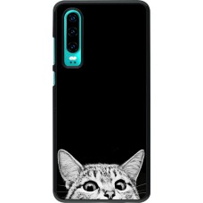Coque Huawei P30 - Cat Looking Up Black