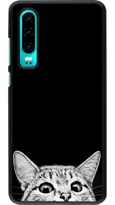 Coque Huawei P30 - Cat Looking Up Black