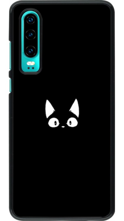 Coque Huawei P30 - Funny cat on black