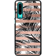 Coque Huawei P30 - Palm trees gold stripes