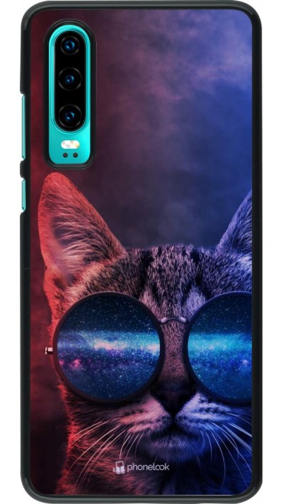 Coque Huawei P30 - Red Blue Cat Glasses