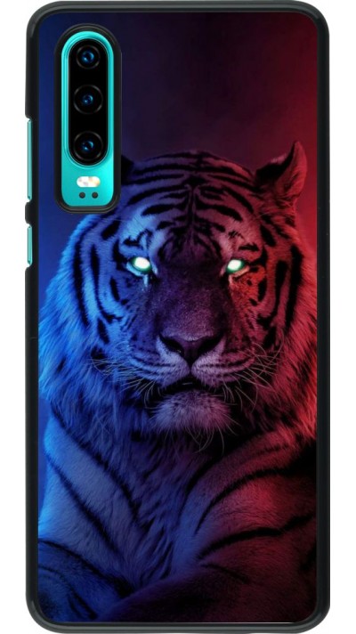 Coque Huawei P30 - Tiger Blue Red