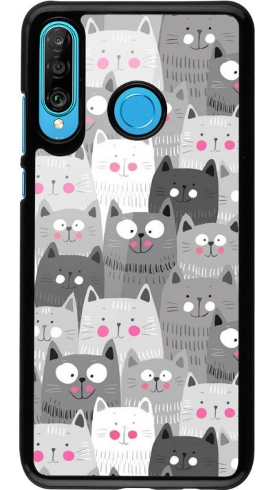 Coque Huawei P30 Lite - Chats gris troupeau