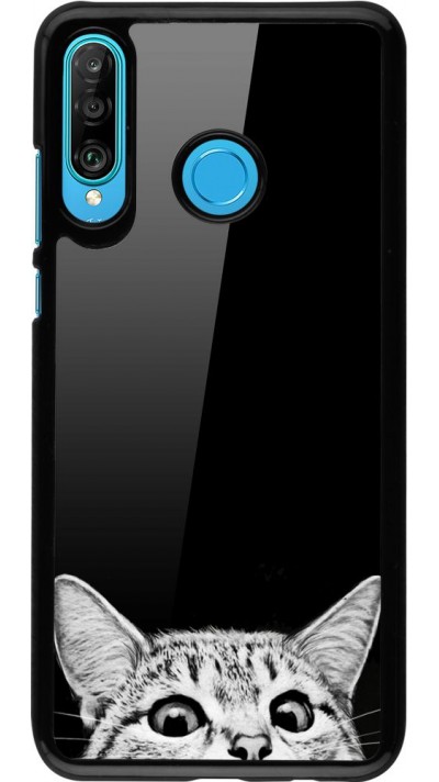 Coque Huawei P30 Lite - Cat Looking Up Black