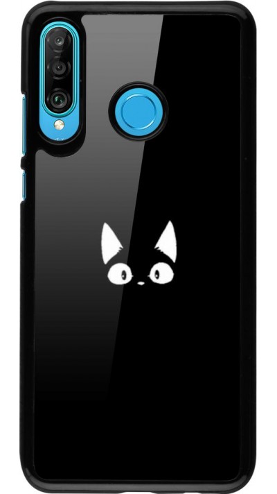 Coque Huawei P30 Lite - Funny cat on black