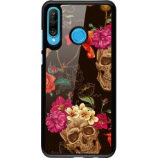 Coque Huawei P30 Lite - Skulls and flowers
