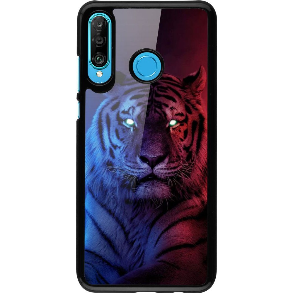 Coque Huawei P30 Lite - Tiger Blue Red