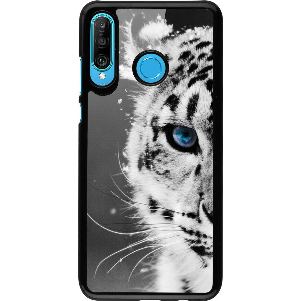 Coque Huawei P30 Lite - White tiger blue eye
