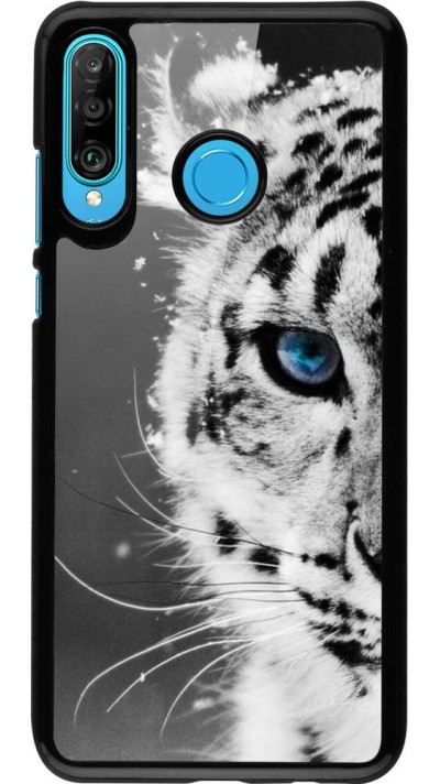 Coque Huawei P30 Lite - White tiger blue eye