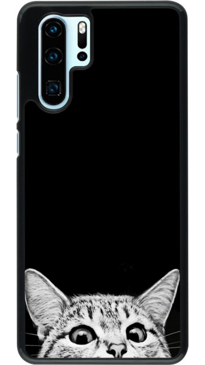 Coque Huawei P30 Pro - Cat Looking Up Black