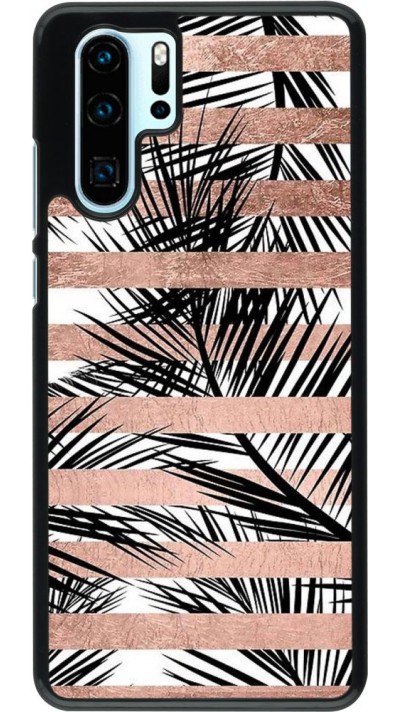 Coque Huawei P30 Pro - Palm trees gold stripes