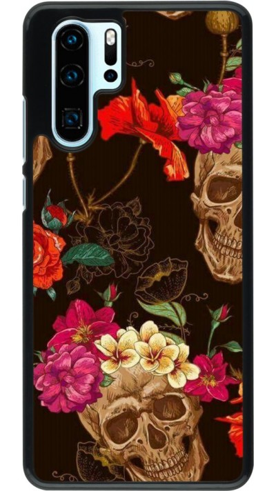 Coque Huawei P30 Pro - Skulls and flowers