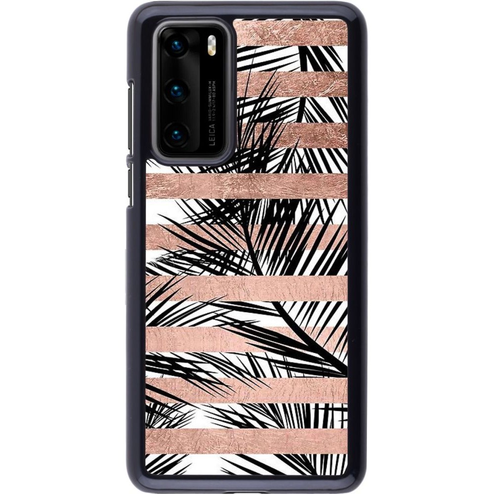 Coque Huawei P40 - Palm trees gold stripes