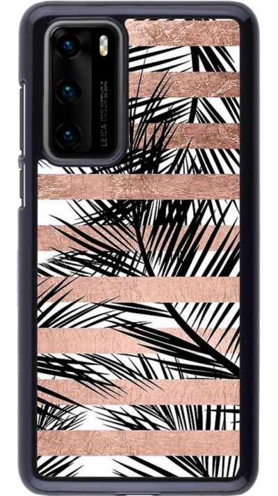 Coque Huawei P40 - Palm trees gold stripes