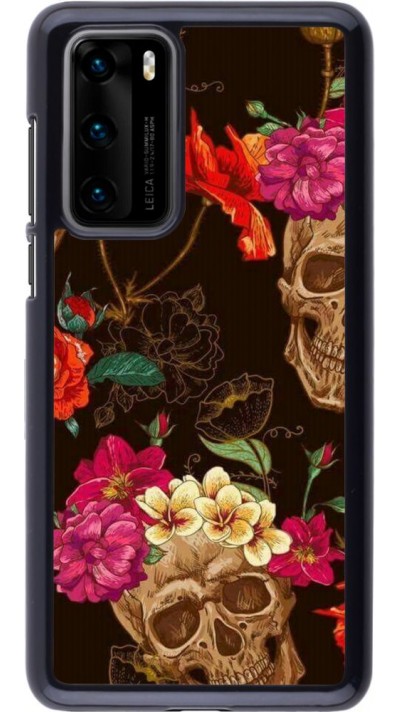 Coque Huawei P40 - Skulls and flowers