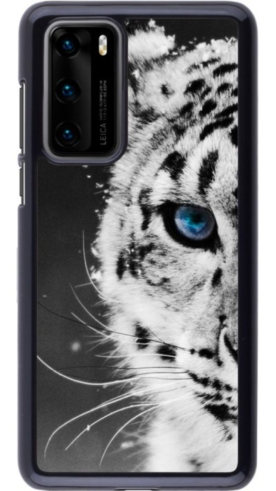 Coque Huawei P40 - White tiger blue eye