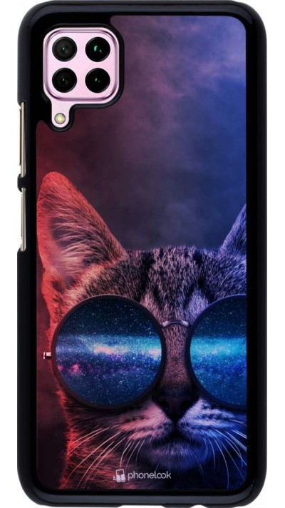 Coque Huawei P40 Lite - Red Blue Cat Glasses