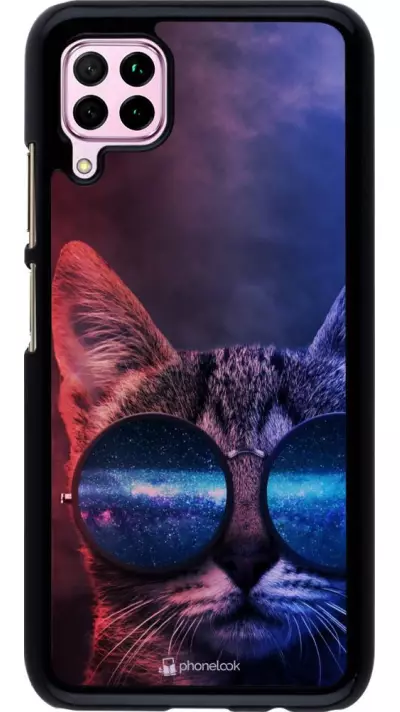 Coque Huawei P40 Lite - Red Blue Cat Glasses
