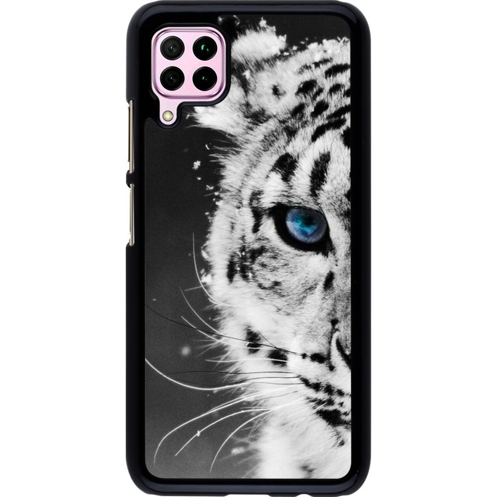 Coque Huawei P40 Lite - White tiger blue eye