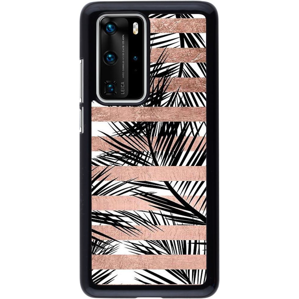 Coque Huawei P40 Pro - Palm trees gold stripes