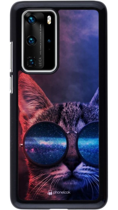Coque Huawei P40 Pro - Red Blue Cat Glasses