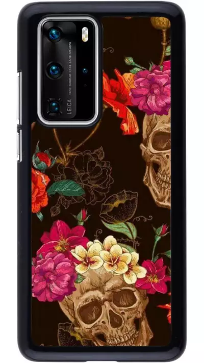 Coque Huawei P40 Pro - Skulls and flowers