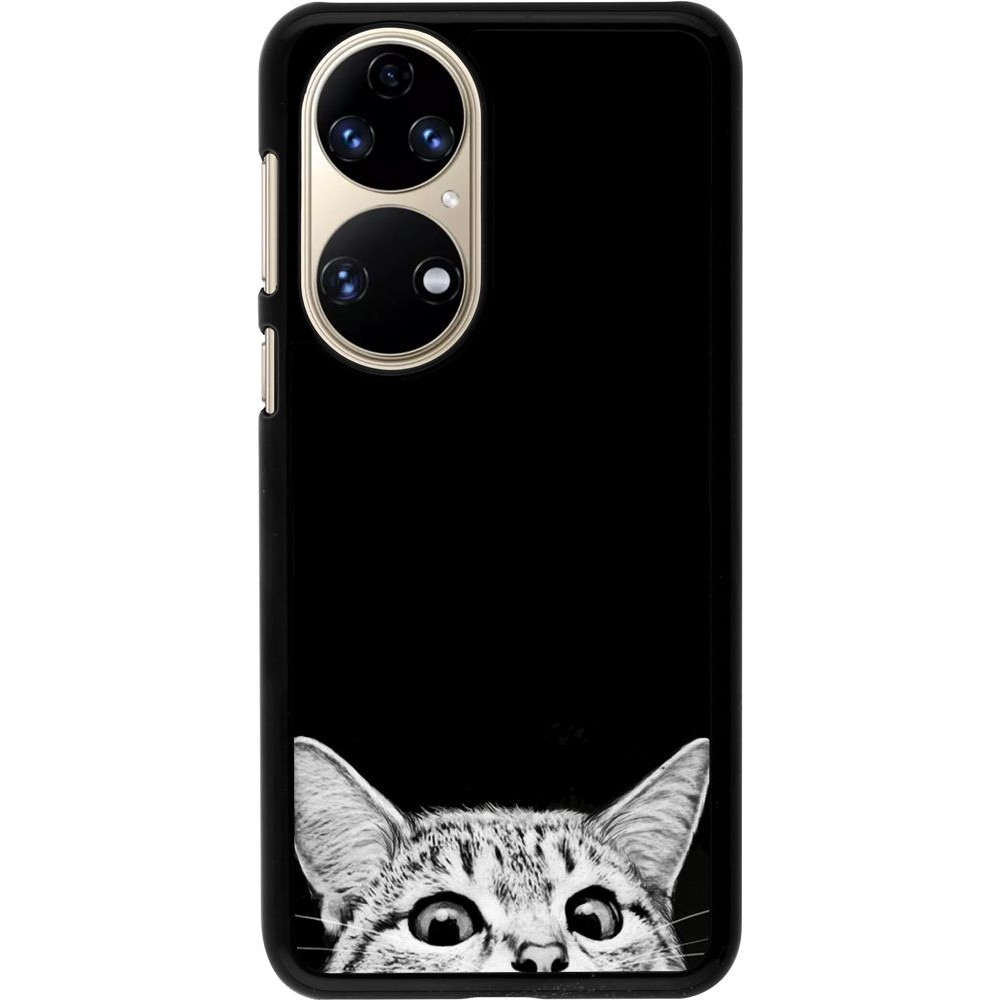 Coque Huawei P50 - Cat Looking Up Black