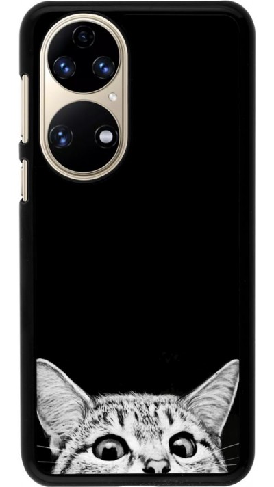 Coque Huawei P50 - Cat Looking Up Black