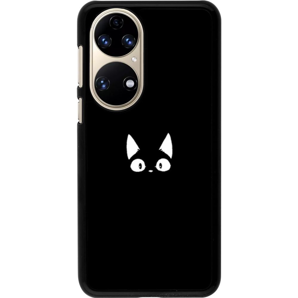 Coque Huawei P50 - Funny cat on black
