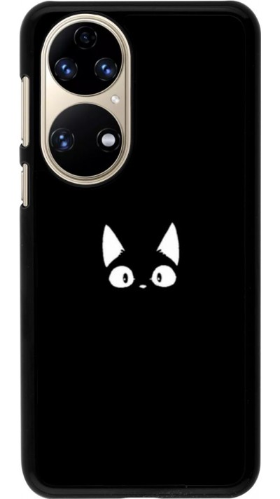 Coque Huawei P50 - Funny cat on black